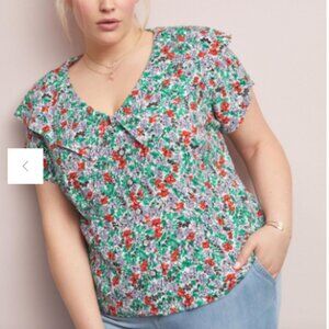 Anthropologie Austen Collared Blouse, Floral - Size 16 Wide